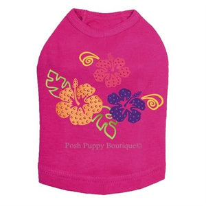 Satin Hibiscus Rhinestuds Tanks - Many Colors - Posh Puppy Boutique