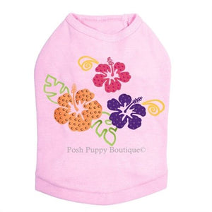 Satin Hibiscus Rhinestuds Tanks - Many Colors - Posh Puppy Boutique