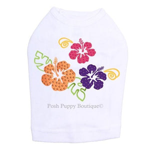 Satin Hibiscus Rhinestuds Tanks - Many Colors - Posh Puppy Boutique