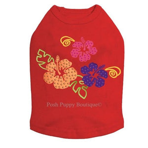 Satin Hibiscus Rhinestuds Tanks - Many Colors - Posh Puppy Boutique