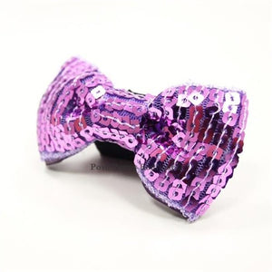 Sequins 1 Collar Slider Bow Tie - Purple - Posh Puppy Boutique