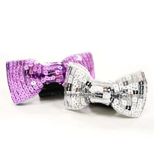 Sequins 1 Collar Slider Bow Tie - Purple - Posh Puppy Boutique