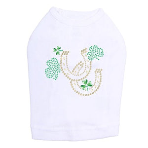 Shamrocks & Horseshoes Rhinestone Dog Tank - Many Colors - Posh Puppy Boutique