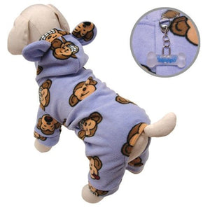 Silly Monkey Fleece Hooded Pajamas - Lavender - Posh Puppy Boutique