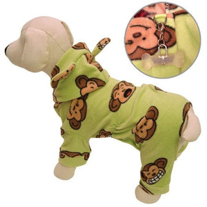 Silly Monkey Fleece Hooded Pajamas - Lime - Posh Puppy Boutique