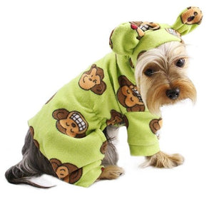 Silly Monkey Fleece Hooded Pajamas - Lime - Posh Puppy Boutique