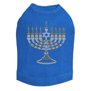 Small Menorah Blue, Silver, Gold Rhinestuds Tank Top - Many Colors - Posh Puppy Boutique