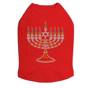 Small Menorah Blue, Silver, Gold Rhinestuds Tank Top - Many Colors - Posh Puppy Boutique