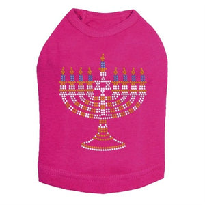 Small Menorah Blue, Silver, Gold Rhinestuds Tank Top - Many Colors - Posh Puppy Boutique