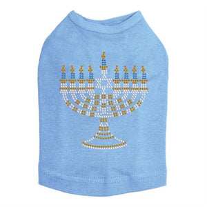 Small Menorah Blue, Silver, Gold Rhinestuds Tank Top - Many Colors - Posh Puppy Boutique