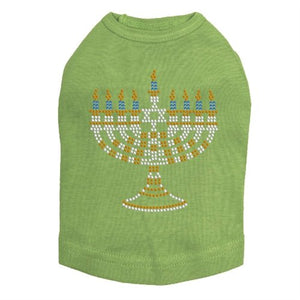 Small Menorah Blue, Silver, Gold Rhinestuds Tank Top - Many Colors - Posh Puppy Boutique