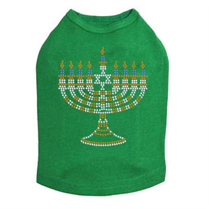 Small Menorah Blue, Silver, Gold Rhinestuds Tank Top - Many Colors - Posh Puppy Boutique