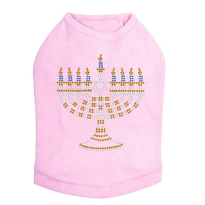 Small Menorah Blue, Silver, Gold Rhinestuds Tank Top - Many Colors - Posh Puppy Boutique