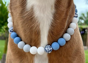 Snow Leopard Beaded Pet Collar - Posh Puppy Boutique