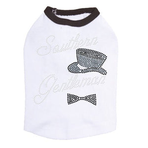 Southern Gentleman - Top Hat & Bow Tie Rhinestones Tank - Many Colors - Posh Puppy Boutique