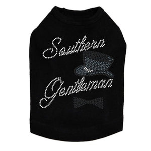 Southern Gentleman - Top Hat & Bow Tie Rhinestones Tank - Many Colors - Posh Puppy Boutique