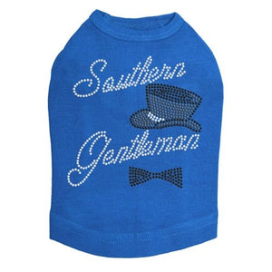 Southern Gentleman - Top Hat & Bow Tie Rhinestones Tank - Many Colors - Posh Puppy Boutique