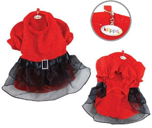 Sparkling Red Dress with Puffy Sleeves - Posh Puppy Boutique