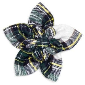 Stewart Tartan Green Flower Slider - Posh Puppy Boutique