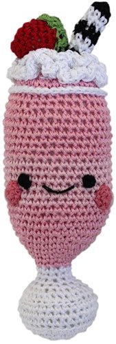Strawberry Milkshake Knit Toy - Posh Puppy Boutique