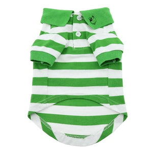 Striped Dog Polos - Greenery and White - Posh Puppy Boutique