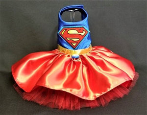 Supergirl Dog Harness Dress - Posh Puppy Boutique