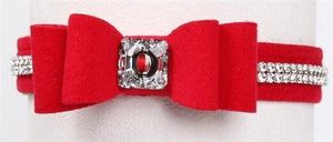 Susan Lanci 2 Rows Giltmore Crystals Big Bow 5/8" Collar in Many Colors - Posh Puppy Boutique