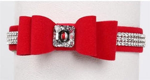 Susan Lanci 3 Rows Giltmore Crystals Big Bow 5/8" Collar - Many Colors - Posh Puppy Boutique