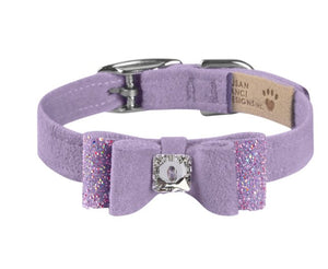 Susan Lanci AB Crystal Stellar Big Bow Collar in French Lavender - Posh Puppy Boutique