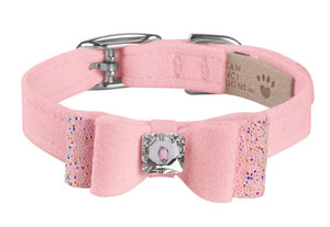 Susan Lanci AB Crystal Stellar Big Bow Collar in Puppy Pink - Posh Puppy Boutique