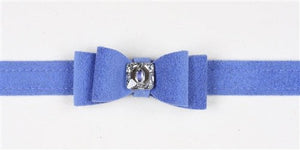 Susan Lanci Big Bow Collection Ultrasuede Collar in Many Colors - Posh Puppy Boutique