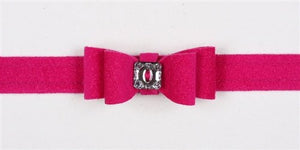 Susan Lanci Big Bow Collection Ultrasuede Collar in Many Colors - Posh Puppy Boutique