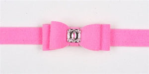 Susan Lanci Big Bow Collection Ultrasuede Collar in Many Colors - Posh Puppy Boutique