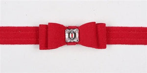 Susan Lanci Big Bow Collection Ultrasuede Collar in Many Colors - Posh Puppy Boutique