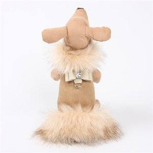 Susan Lanci Big Bow Fur Coat - Camel with Ivory Fox - Posh Puppy Boutique