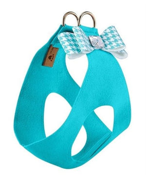 Susan Lanci Bimini Blue Houndstooth Big Bow Step In Harness - Posh Puppy Boutique