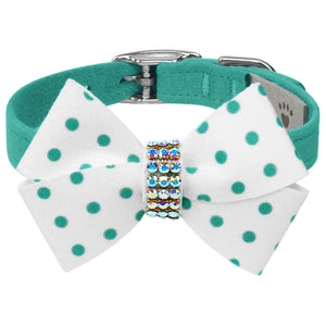 Susan Lanci Bimini Polka Dot Nouveau Bow with AB Giltmore Collar - Posh Puppy Boutique