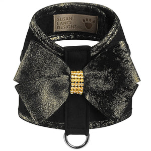 Susan Lanci Black Glitzerati Nouveau Bow & Trim Tinkie Harness - Posh Puppy Boutique