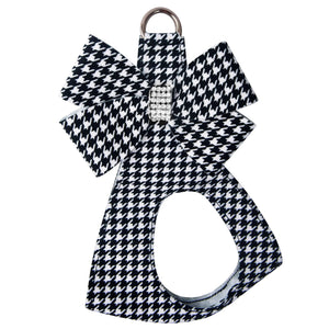 Susan Lanci Black & White Houndstooth Nouveau Bow Step In Harness - Posh Puppy Boutique