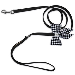 Susan Lanci Black & White Houndstooth Tail Bow Leash - Posh Puppy Boutique