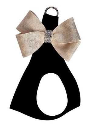 Susan Lanci Black with Champagne Glitzerati Nouveau Bow Step in Harness - Posh Puppy Boutique