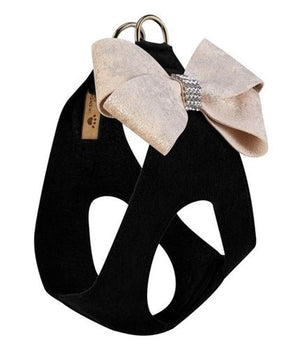 Susan Lanci Black with Champagne Glitzerati Nouveau Bow Step in Harness - Posh Puppy Boutique