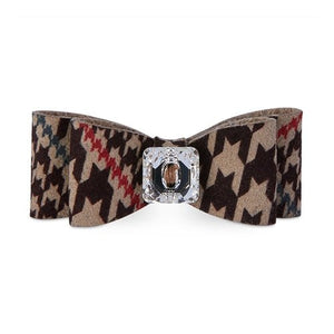 Susan Lanci Chocolate Glen Houndstooth Big Bow Hair Bow - Posh Puppy Boutique