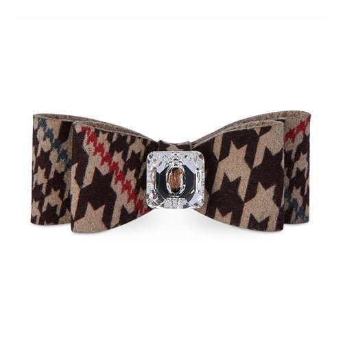 Susan Lanci Chocolate Glen Houndstooth Big Bow Hair Bow