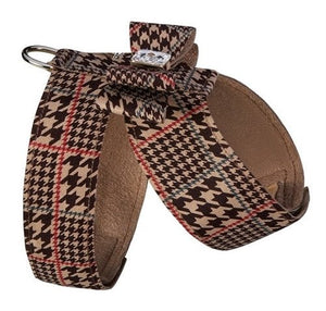 Susan Lanci Chocolate Glen Houndtooth Big Bow Tinkie Harness - Posh Puppy Boutique