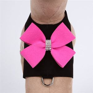 Susan Lanci Contrasting Nouveau Bow Bailey Harness - Black/Pink Sapphire - Posh Puppy Boutique