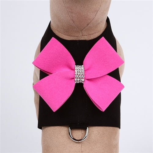 Susan Lanci Contrasting Nouveau Bow Bailey Harness-Black/Pink Sapphire