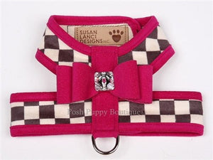 Susan Lanci Contrasting Trim Tinkie Harnesses - Windsor Check Collection - Big Bow Style in Many Colors - Posh Puppy Boutique