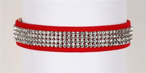 Susan Lanci Crystal 4 Row Giltmore 5/8" Ultrasuede Collars in Many Colors - Posh Puppy Boutique