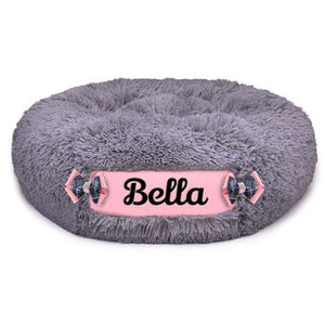 Susan Lanci Custom Bed in Platinum Shag and Puppy Pink - Posh Puppy Boutique